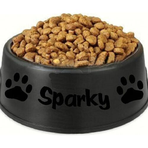 Personalized pet dog / cat name custom vinyl decal sticker for food dish or wall , L2062