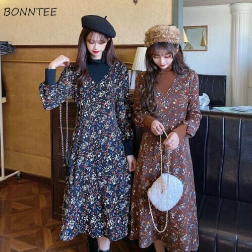 Dress Women Print Lantern Sleeve Turtleneck Leisure Stylish Autumn Korean Style Fake 2 Piece Fashionable Ladies Vestidos Elegant