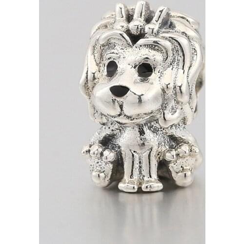 Authentic S925 Silver Bead Cute Lion Charm fit Lady Bracelet Bangle Girl Birthday Gift DIY Jewelry