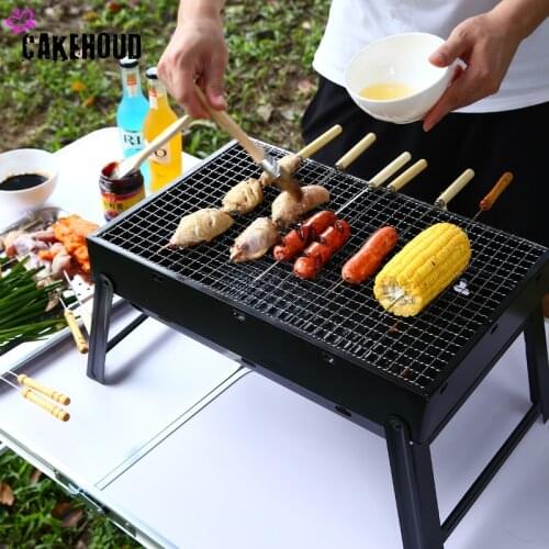 BBQ Grill Portable Outdoor Charcoal Grill Plating Iron And Stainless Steel Grilled Net Camping Picnic Thickened Barbecue Grill