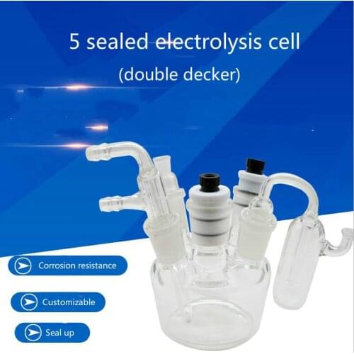 Five sealed electrolysis tanks, matching glass inlet and outlet devices and capillary tubes. Double-deck