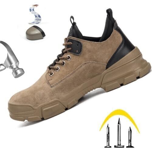 Indestructible Steel Toe Work Safety Shoes anti-smashing protective boots Autumn Winter New fashion Suede leather casual shoes
