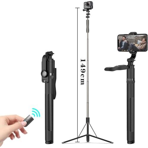 RUZSJ L05 High quality New 1.49m big Bluetooth Selfie Stick Tripod Foldable monopods universal for Gopro camera for Smartphone