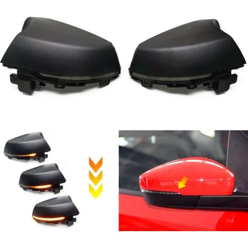 Black Dynamic Turn Signal LED Side Rearview Mirror Indicator Blinker Repeater Light For Volkswagen VW Polo MK5 6R 6C 2009 -2017