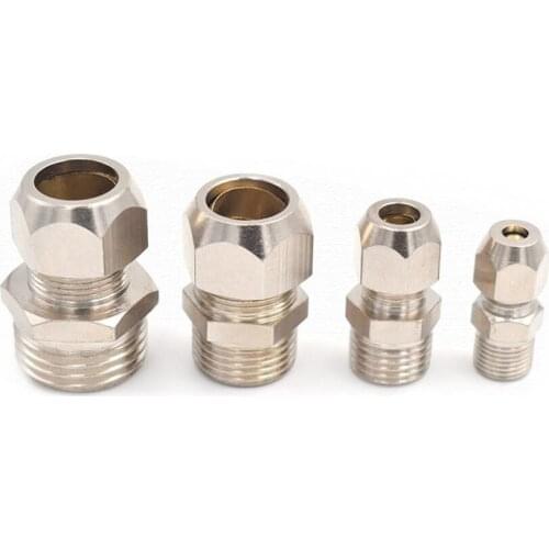 Pneac Brass Ferrule Tube Compression Fitting Connector 1/8" 1/4" 3/8" 1/2" BSP Male Thread 4 6 8 10 12 14 16mm OD Tube