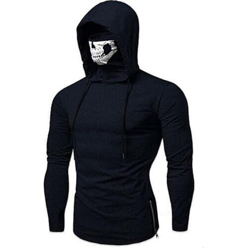 Men Gym Thin Hoodie Long Sleeve Hoodies With Mask Sweatshirt Casual Sweatshirts Men Jogging Autumn Tops