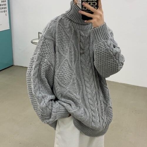 2021 Main Push Retro Twist Turtleneck Sweater Loose Knit Sweater Men and Women Couples Men
