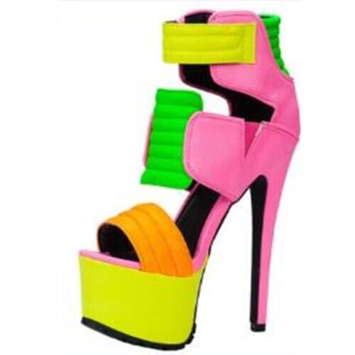 SHOFOO shoes,Elegant and fashionable lady sandals, about 4.5cm platform, 14.5cm high-heeled sandals, womens sandals. SIZE:34-45