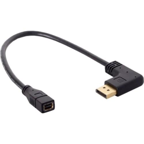 90 Degree angled DP DisplayPort to MINI DisplayPort Female Cable for Display Monitor