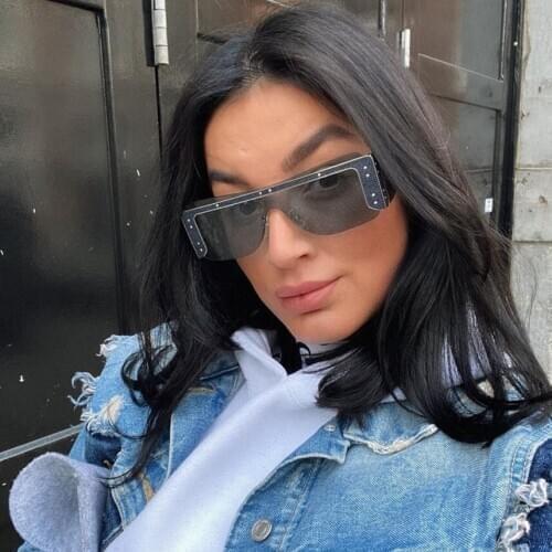 Rimless Vintage Rectangle Sunglasses Women Small denim Frame Sun Glasses Men One Piece Punk Eyeglasses Gafas Shades