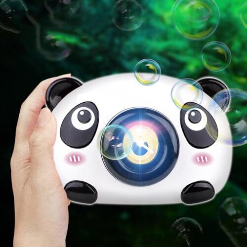 Cute Cartoon Panda Shape Waterproof Bubble Camera with Colorful Light Music Toy Parent-child Outdoor Interactive Games Toy Gifts