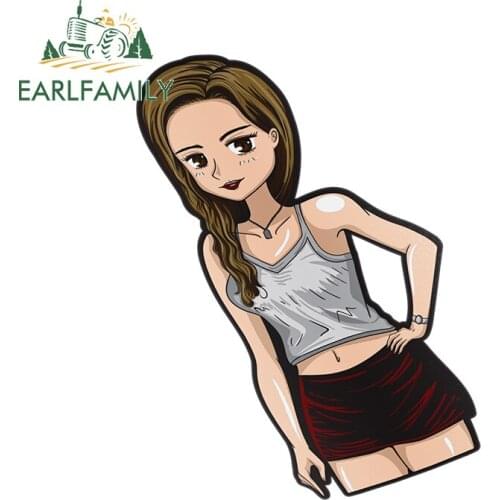 EARLFAMILY 13cm x 9.9cm for Initial Babes Funny Car Stickers Scratch-Proof Waterproof Decal Refrigerator Air Conditioner Decor