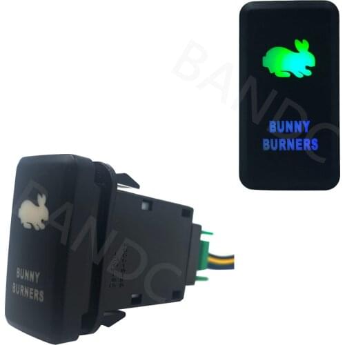 GREEN & BLUE Led Light, Car BUNNY BURNERS Rocker Push Switch with Jumper Wires for Toyota Landcruiser 100 Series 1998-2007