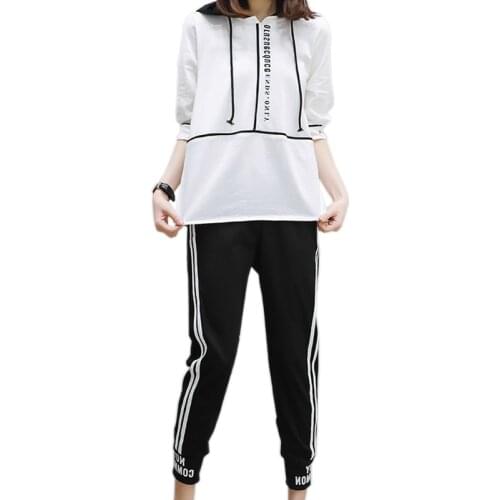 2018 summer new Korean version of the sleeve casual loose suit nine pants thin sweater two sets of womens tide