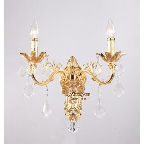 Classical Wall Lamp Vintage Crystal Wall Light Brass Color Wall Sconces Lamp Bronze Deco Wall Penteadeira Brackets Bedroom Light