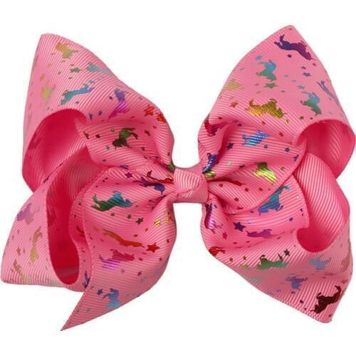 1PC 5" Unicorn Bows Hair Clip Large Metallic Graffiti Ribbon Hair Bows Hairgrips For Children Girls