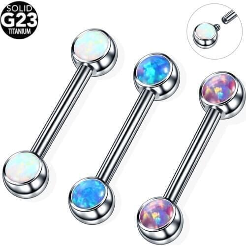 14G 1Pc Tongue Rings Titanium Piercing Internally Thread Studs Nipple Ring Helix Piercing Body Jewelry for Women Wholesale