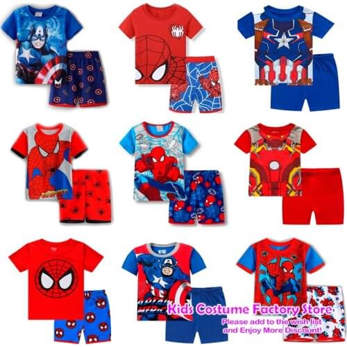 2021 Disney Childrens Boys Girls Clothing Baby Princess Pajamas Summer Short Sleeve Suit Cartoon Childrens Pajamas