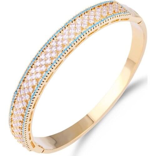 2021New Arrival Elegant Classic Crystal Cuff Bracelets For Women Gold Color Simple Femal Opening Bangles Wedding Dainty Jewelry