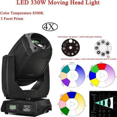 4Pcs/Lot High Quality LED 330W Moving Head Lights Spot Stage Lamps Effect Lighting For Professional KTV DJ Disco Bar Night Club