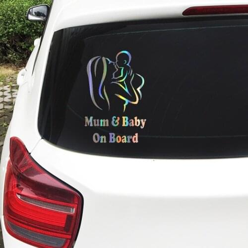 Aliauto Mum & Baby on Board Reflective Colorful Laser Car Sticker Decal Decoration for Volkswagen Hyundai Ford Focus Honda Mazda
