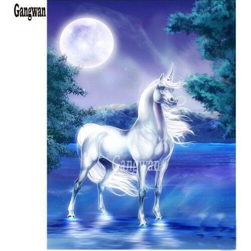 Full Square round Drill 5D Diamond Painting DIY Diamond Embroidery unicorn Cross Stitch Rhinestones Mosaic Home Decor hobby gift