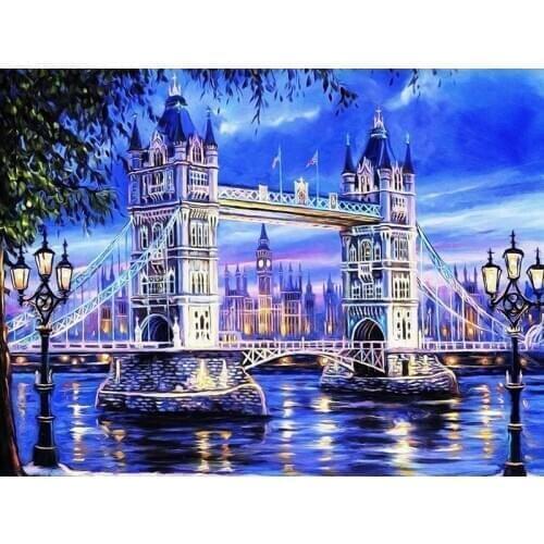 Icon Diamond Embroidery Beautiful City Bridge Mosaic Crystal 5D Cross Stitch Full Diamond Painting DIY Sticker Decor Painting