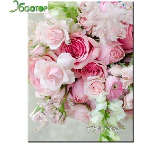 Diy Diamond Painting Flower Pink roses peony Decor Full Drill Rhinestone Picture Handcraft Kit Art Wall Stricker Gift YY1796