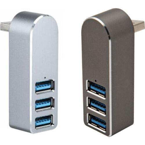 Aluminum Alloy Mini 3 Port USB 3.0 Hub Rotary USB Splitter Adapter for PC Laptop