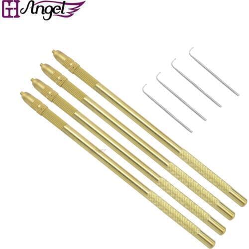 Angels 4 Ventilating Needle Holders+4 Sizes Hook Ventilating Needles Set for Make Repair Lace Wigs/Toupee Hair Extension Tools