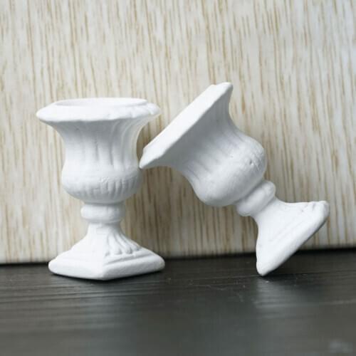 2pcs White Flower Pots For Doll House Garden Decoration Miniature Furniture Flowerpot Model 1:12 Diy Dollhouse Accessories