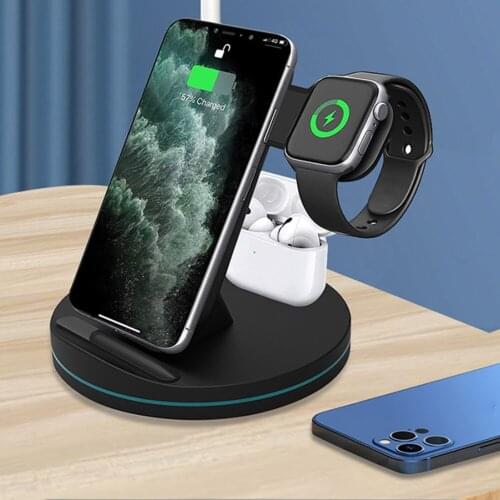 Qi 15W Fast 3 in 1 Wireless Charger Dock Station for iPhone 12 for Apple Watch Charging Induction Chargers For AirPods Samsung
