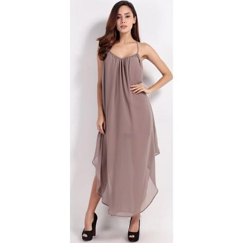 Bohemian Deep v Open Back Hanging Neck Lace Drape Side Seam Slit Beach Skirt Dress Girl