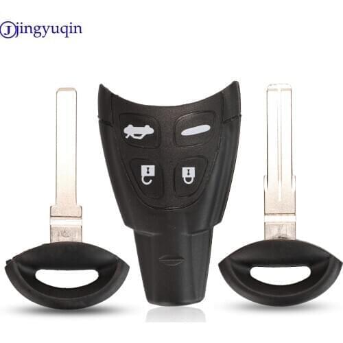 Jingyuqin 4 Buttons Remote Car Key Shell Case Cover For SAAB 93 95 9-3 9-5 WF Rubber Soft Buttons Replacement Keyless Smart Key