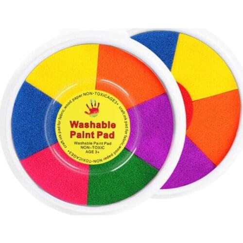 Kids Painting DIY Ink Round Plate Ink Pad Improve Intellgence Creative Brain Toy for Kingdergarten Kids Over 12Months