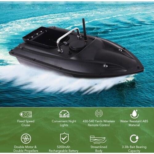 Double Bait Container Wireless Remote Control Fishing Bait Boat Fishing Feeder Fish Finder Device 430-540 yards Remote Range