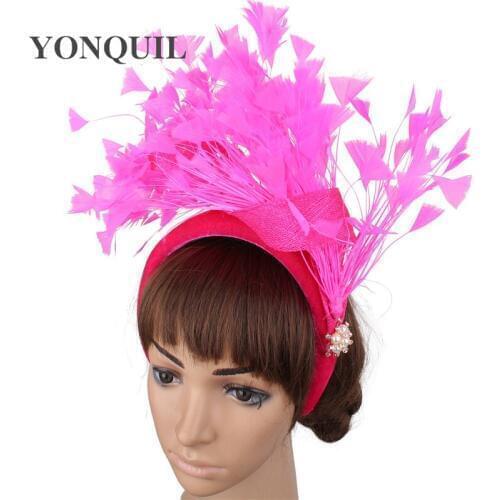 Elegant Show Race Headband Party Headwear Women Wedding Party Fascinator Fancy Feather Show Hair Accessories Bridal Ladies Caps