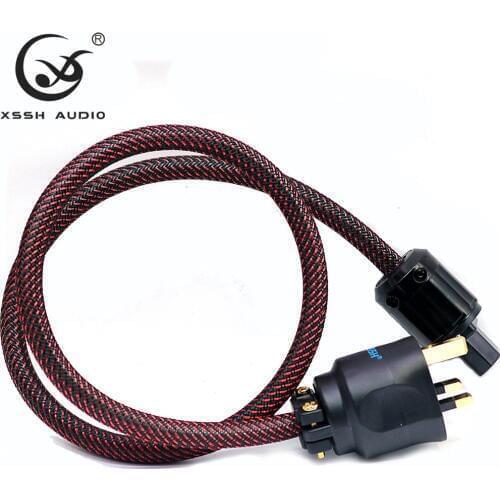 XSSH audio Hi-End Hifi amplifier OFC Red Pure Copper British UK IEC AC Female Male Gold Plated Power Plug Power Cable Cord Wire