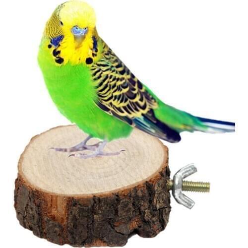 Funny Burly Wood Pet Bird Parrot Hamster Gerbils Mice Wooden Cage Perches Stand Platform Hanging Toy