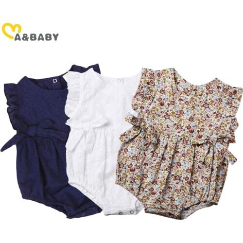 Summer Flower Baby Girls Ruffles Romper Infant Newborn Baby Jumpsuit Playsuit Bow Baby Clothes
