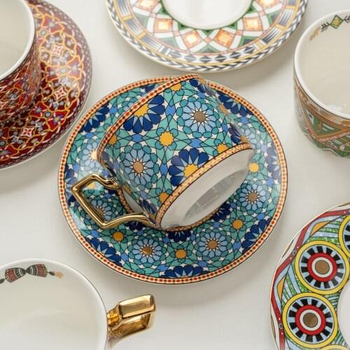 Moroccan Coffee Cup European style high-grade ins style high beauty hanging ear Ceramic Coffee Cup Set Coffee utensils
