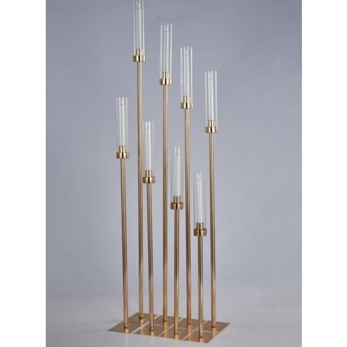 8 Heads Metal Candle Holders DIY Pattern Candlestick Wedding Table Centerpiece Candelabra Pillar Stand Road Lead Party Decor