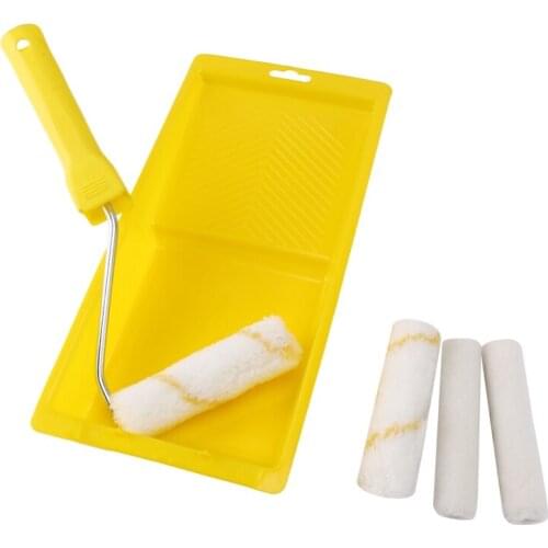 6Pcs Foam Paint Roller Tray Set 4-Inch Mini Roller Cover Refills for Wall Bathtub Paint Refinishing Sponge Roller Kit
