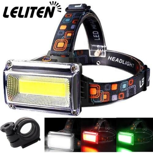 COB LED+ Built in 18650 Battery Headlamp Fishing Headlight Hunting Red Green White Light Flashlight FOR Bicycle Lamp