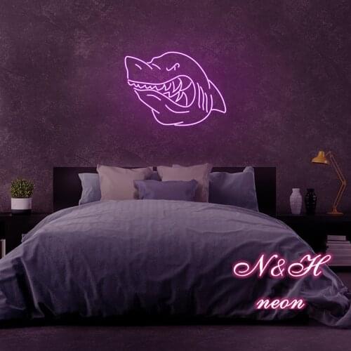 Angry Shark Neon Sign Custom Light Lamp GTA decor Lamp Living Room Interior Design Custom Led Light Sign