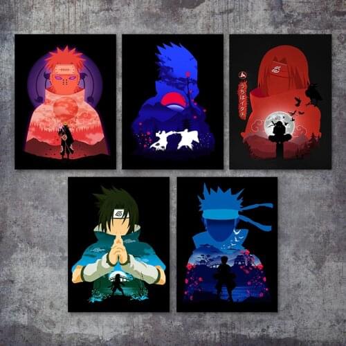 Latest Anime Naruto Silhouette Poster Prints Itachi Uchiha Sasuke Abstract Wall Art Canvas Painting Mural for Modern Home Decor