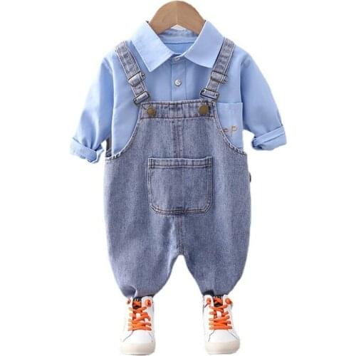 New Spring Children Casual Clothes Baby Boys Shirt Overalls 2Pcs/sets Autumn Kids Toddler Girls Clothing Infant Coton Tracksuits