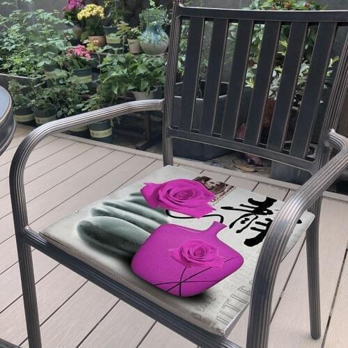 New Year chair Cushion linen Retro Vintage oil painting vase building non-slip soft and Chair mat Cushions carpet