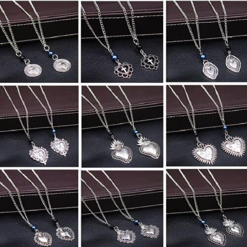 Gothic Punk Style Cute Rosary Mexico Sacred Heart Pendant Necklace DIY Religion Dark Art Goth Jewellery Necklaces For Women Gift