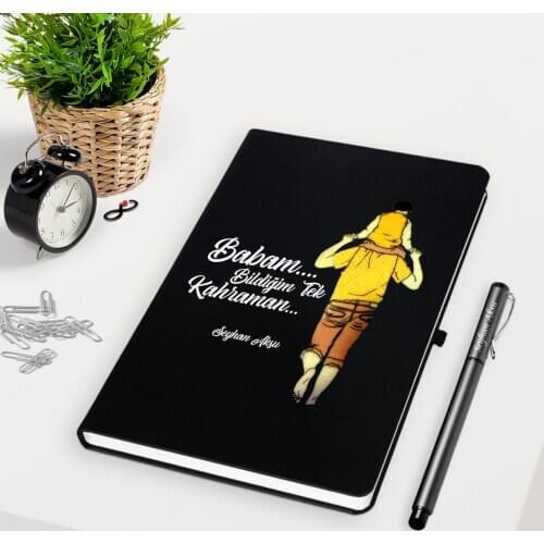 Personalized Dad Know the Hero Black Notebook Pen Set